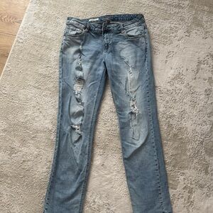 Kut from the Kloth Light Blue Distressed Straight Leg Jeans